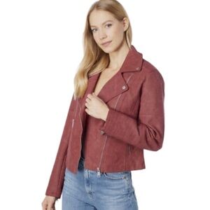Avec Les Filles Faux Suede Moto Jacket XS Rust Red